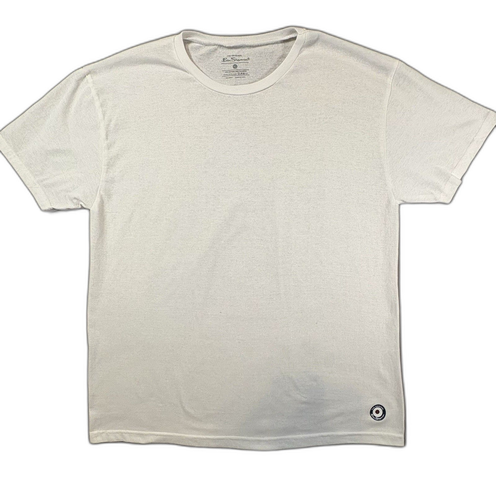 Ben Sherman Size XL Original Men's White Logo Crew Neck Short Sleeve T-Shirt EUC